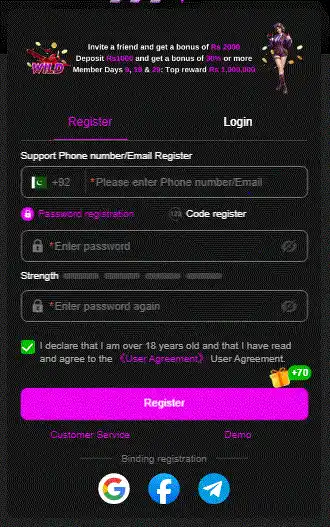 RM666 Game register and login process